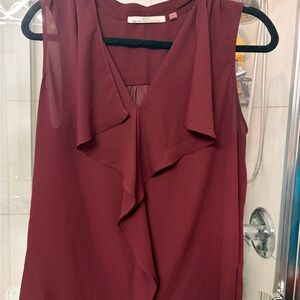 Dex Maroon Sleeveless Ruffle Top